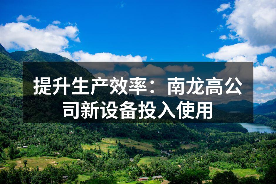 提升生产效率：南龙高公司新设备投入使用